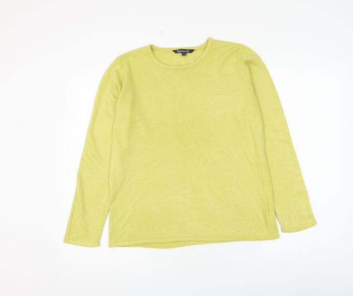 Bonmarché Womens Yellow Round Neck Acrylic Pullover Jumper Size 12