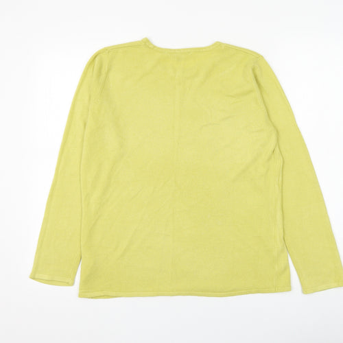 Bonmarché Womens Yellow Round Neck Acrylic Pullover Jumper Size 12