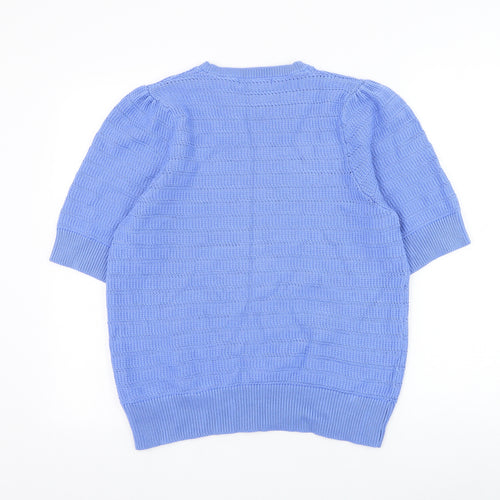 Marks and Spencer Womens Blue Round Neck Cotton Pullover Jumper Size 18