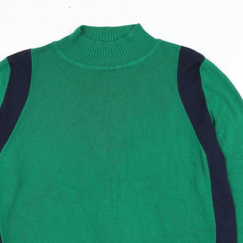 Marks and Spencer Womens Green Mock Neck Viscose Pullover Jumper Size 18