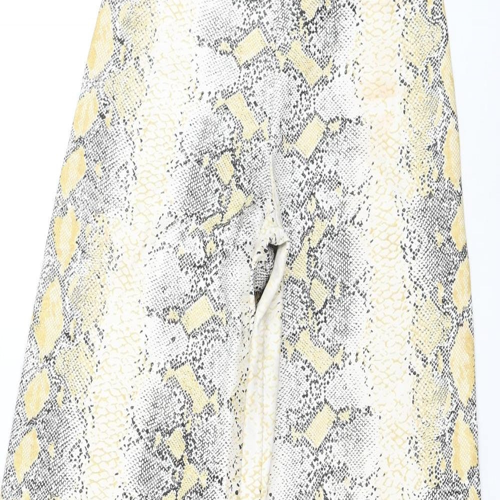 PRETTYLITTLETHING Womens Multicoloured Animal Print Polyester Trousers Size 8 L34 in Regular - Snake Print
