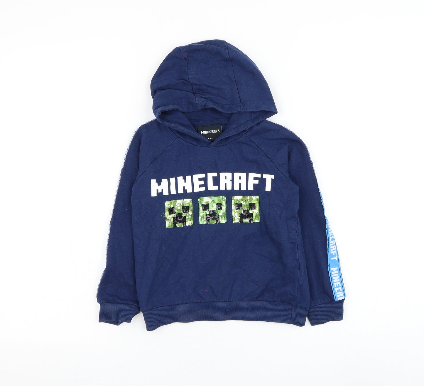 PEP&CO Boys Blue Cotton Pullover Hoodie Size 5-6 Years Pullover - Minecraft