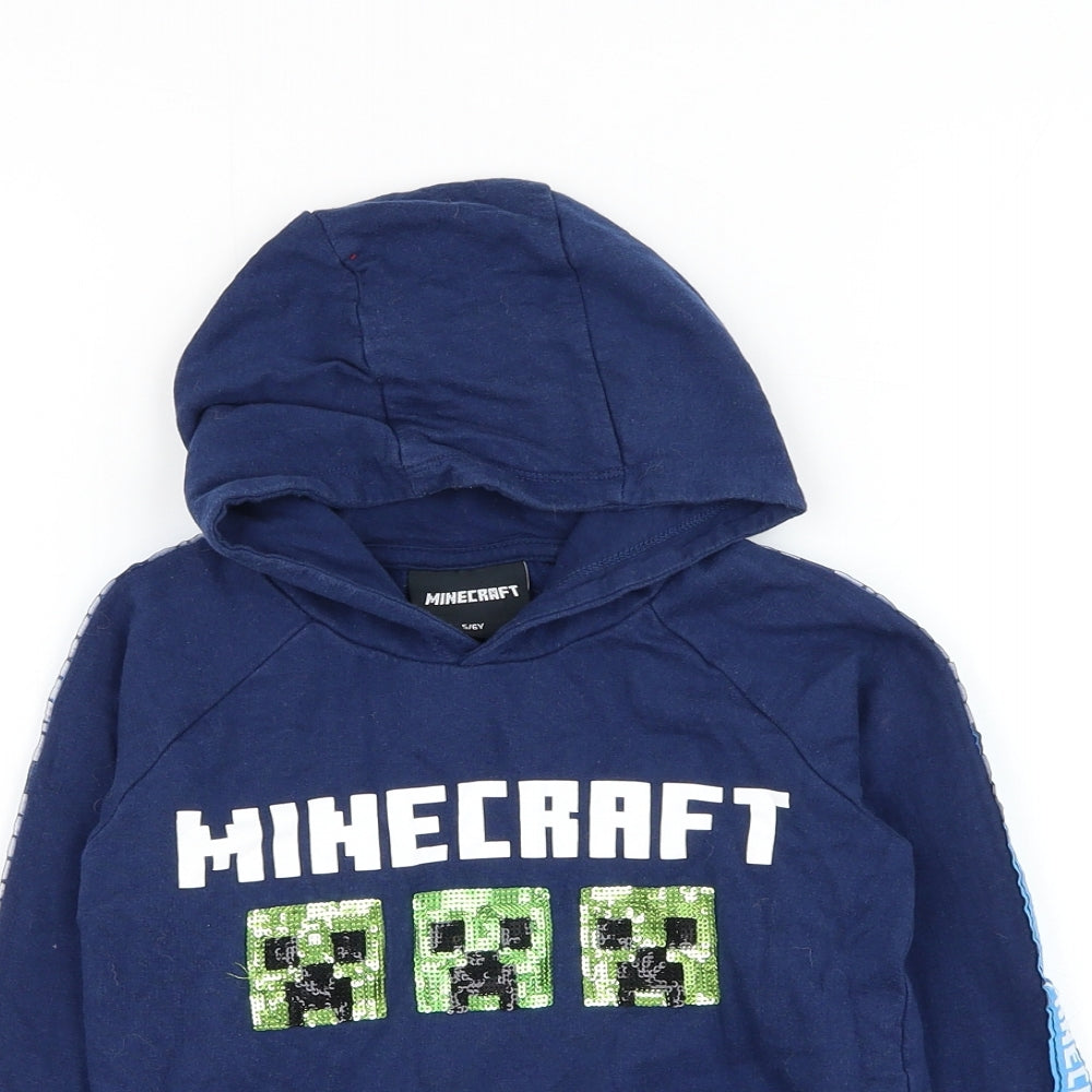 PEP&CO Boys Blue Cotton Pullover Hoodie Size 5-6 Years Pullover - Minecraft