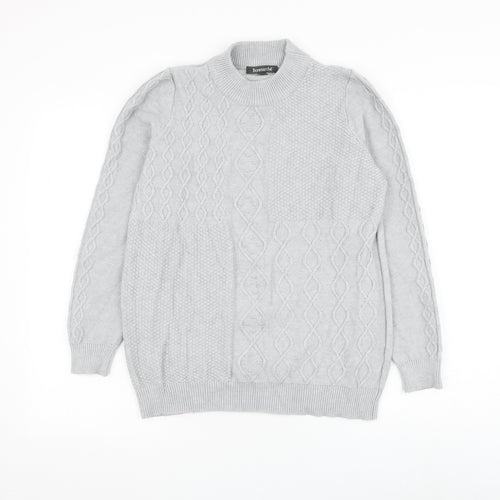 Bonmarché Womens Grey Mock Neck Viscose Pullover Jumper Size 14