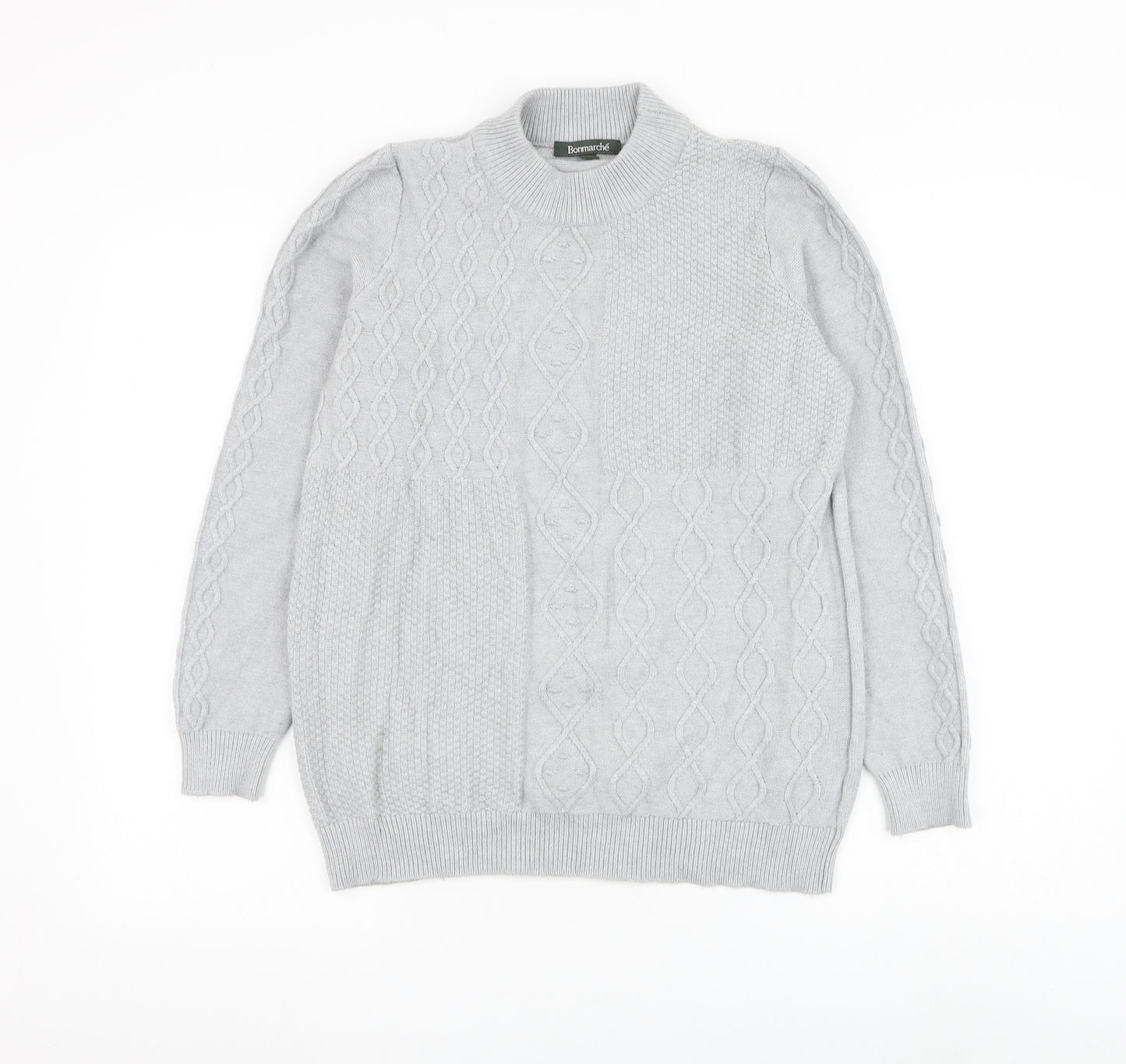 Bonmarché Womens Grey Mock Neck Viscose Pullover Jumper Size 14