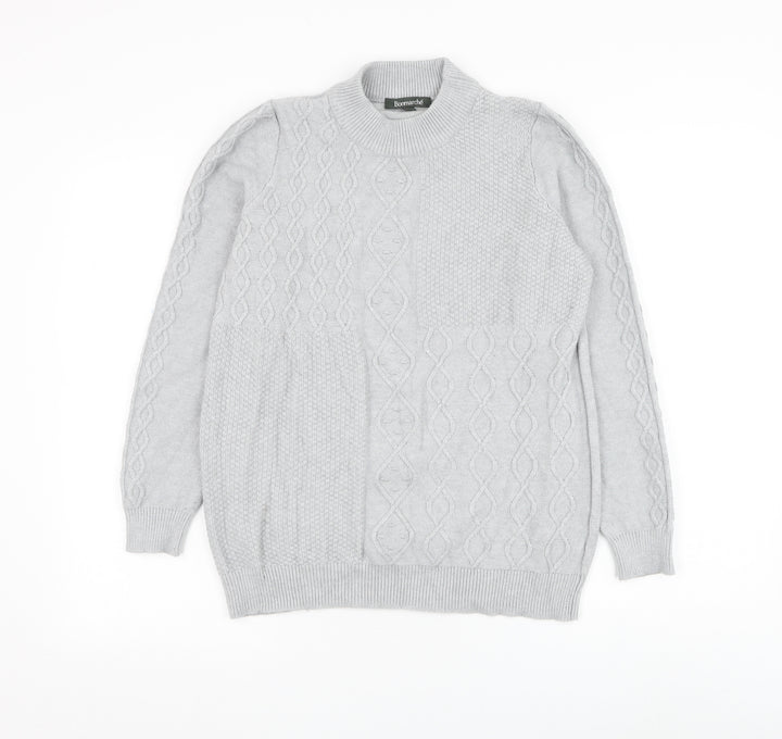 Bonmarché Womens Grey Mock Neck Viscose Pullover Jumper Size 14
