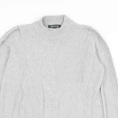 Bonmarché Womens Grey Mock Neck Viscose Pullover Jumper Size 14