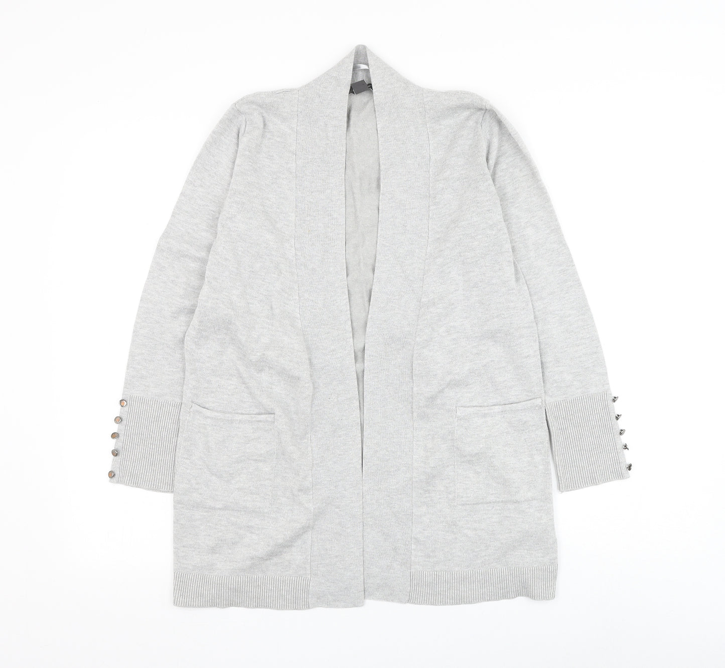 Primark Womens Grey V-Neck Viscose Cardigan Jumper Size 6