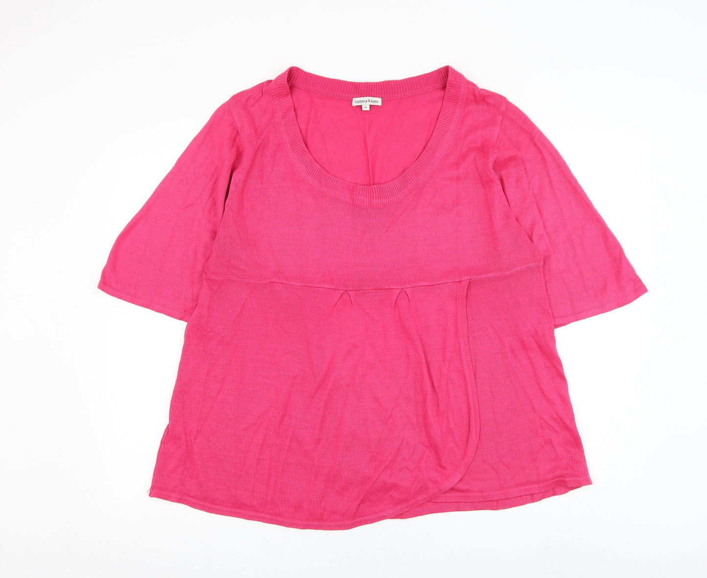 Tommy & Kate Womens Pink Scoop Neck Acrylic Pullover Jumper Size 16