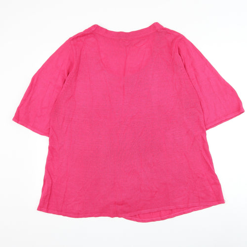 Tommy & Kate Womens Pink Scoop Neck Acrylic Pullover Jumper Size 16