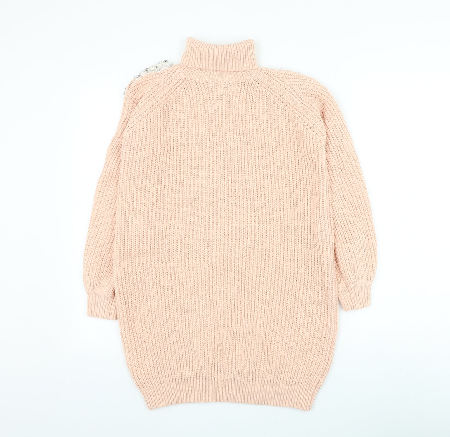 River Island Girls Pink Roll Neck Acrylic Pullover Jumper Size 11-12 Years Pullover