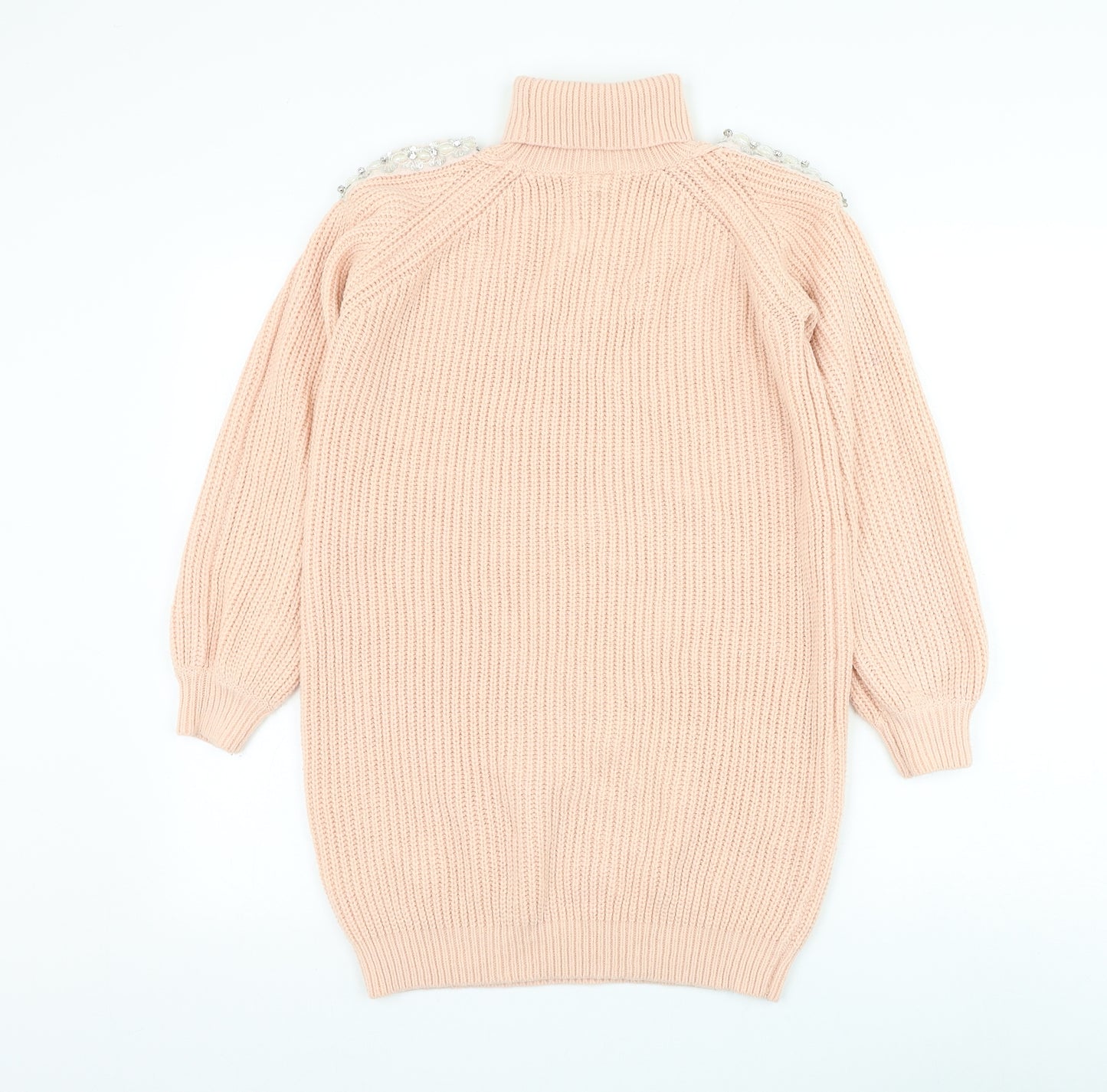 River Island Girls Pink Roll Neck Acrylic Pullover Jumper Size 11-12 Years Pullover