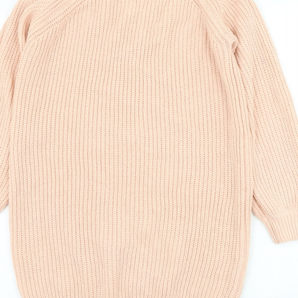 River Island Girls Pink Roll Neck Acrylic Pullover Jumper Size 11-12 Years Pullover