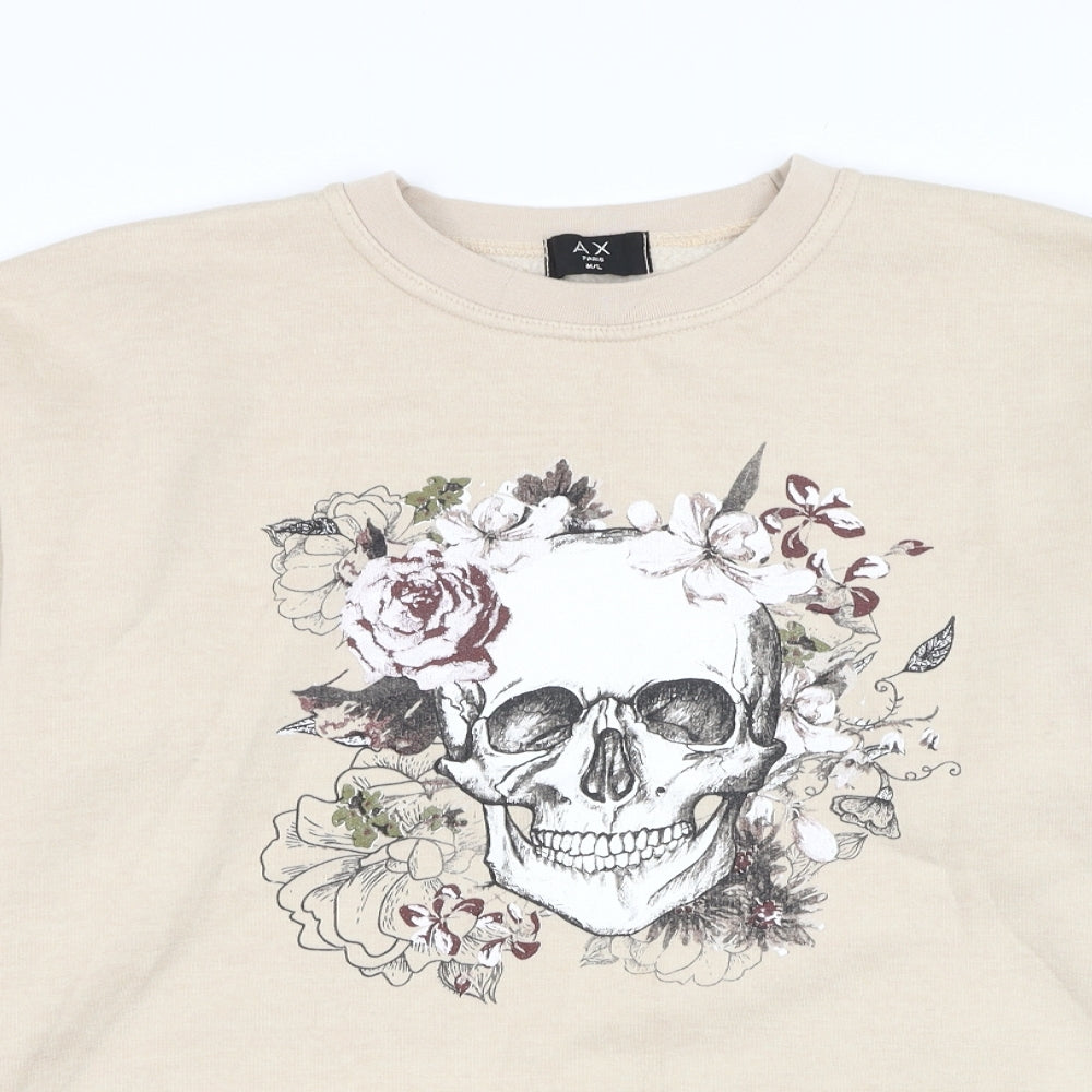AX Paris Womens Beige Polyester Pullover Sweatshirt Size M Pullover - Skull