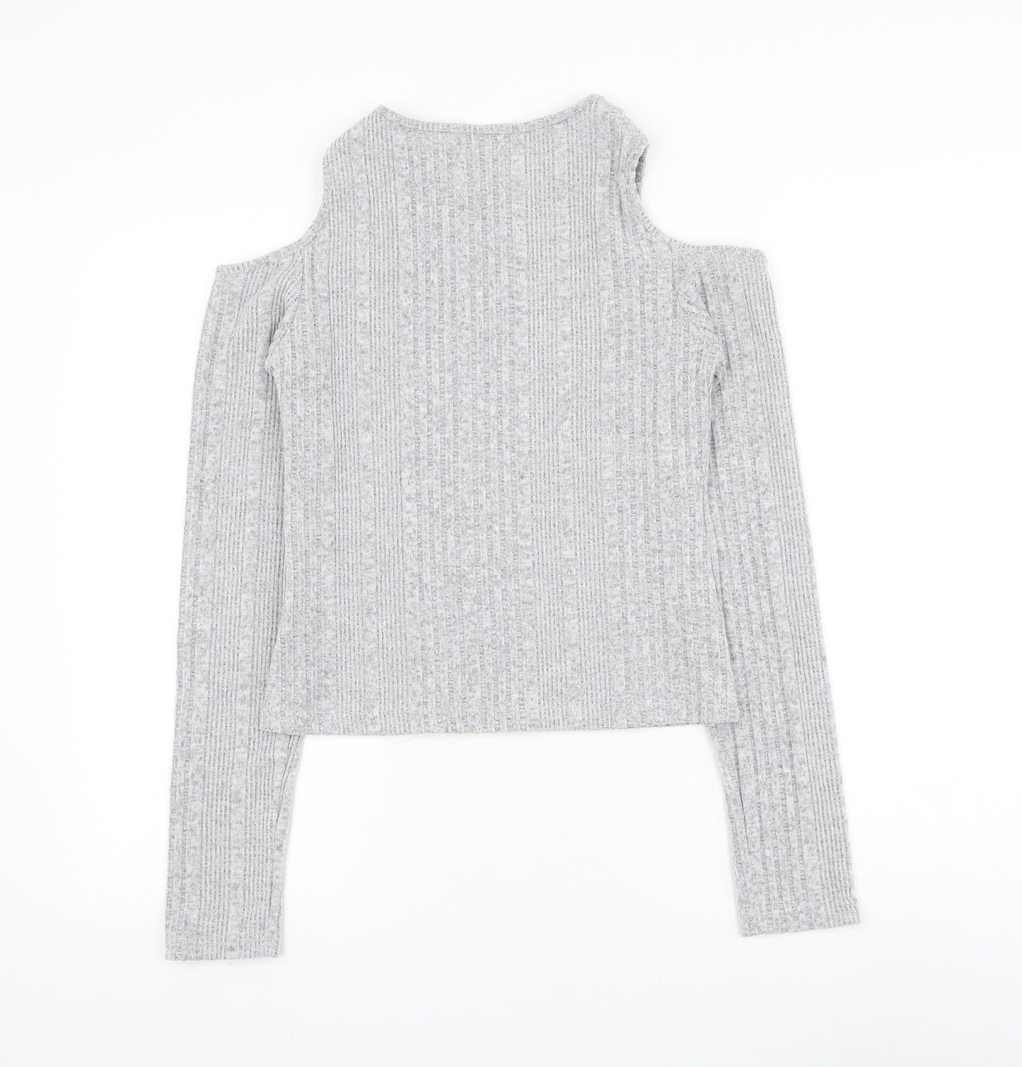SheIn Womens Grey Round Neck Polyester Pullover Jumper Size L - Cold Shoulder
