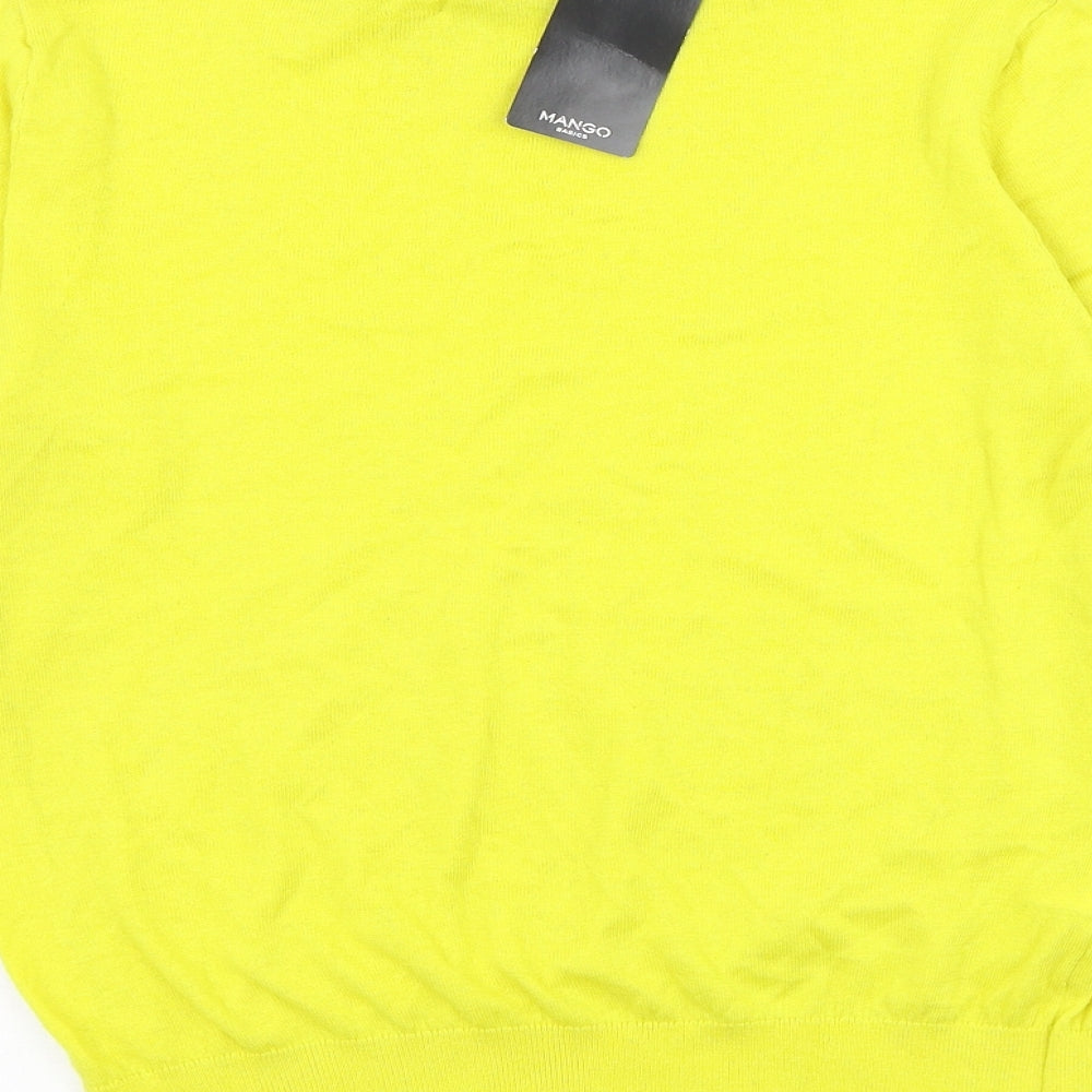 Mango Womens Yellow Round Neck Cotton Pullover Jumper Size S