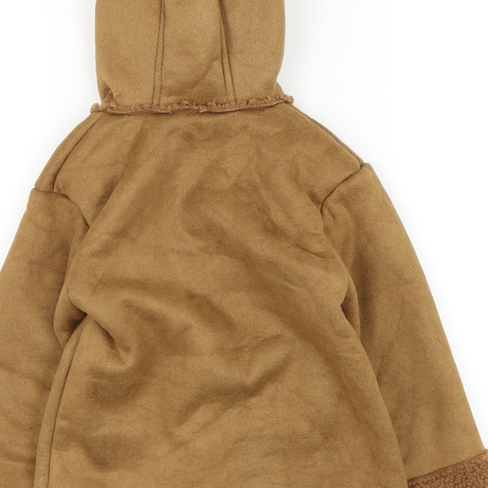 PatPat Boys Brown Duffle Coat Coat Size 4-5 Years Button