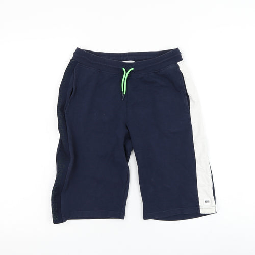 Boss Boys Blue Cotton Sweat Shorts Size 14 Years Regular Drawstring