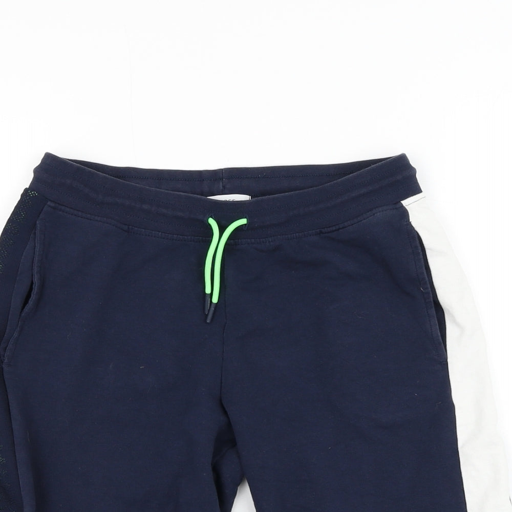 Boss Boys Blue Cotton Sweat Shorts Size 14 Years Regular Drawstring