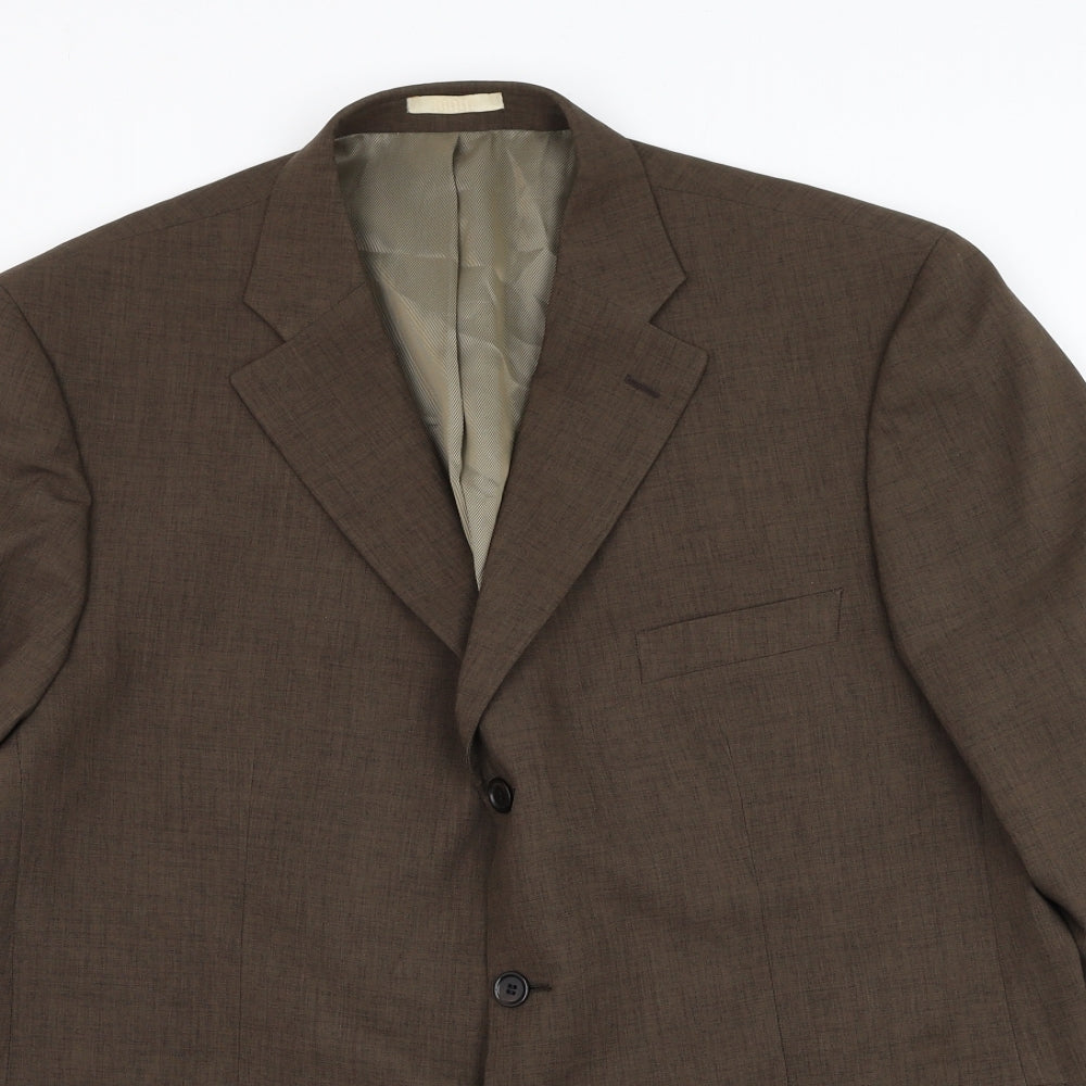 Greenwoods Mens Brown Polyester Jacket Suit Jacket Size 46