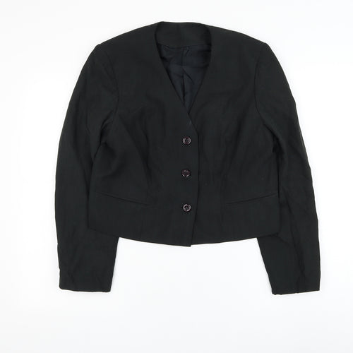 Preworn Womens Black Jacket Blazer Size M Button