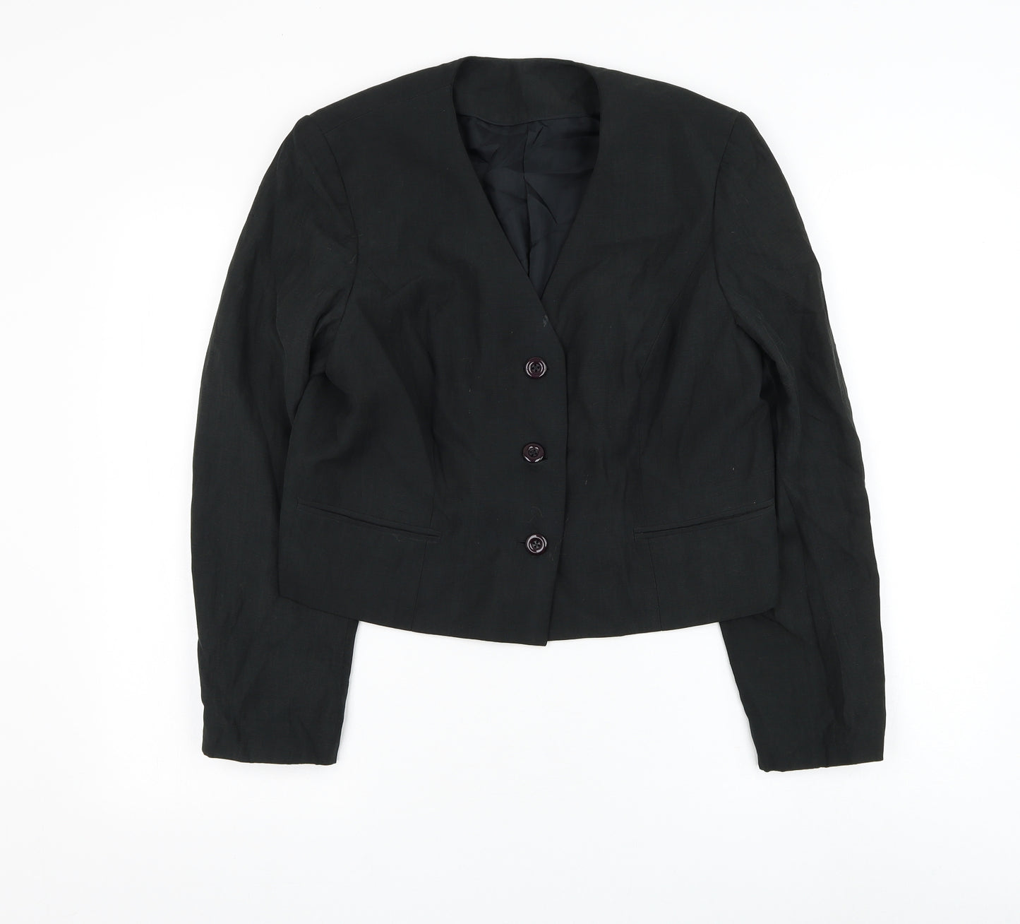 Preworn Womens Black Jacket Blazer Size M Button