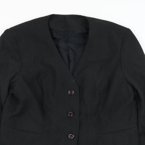Preworn Womens Black Jacket Blazer Size M Button