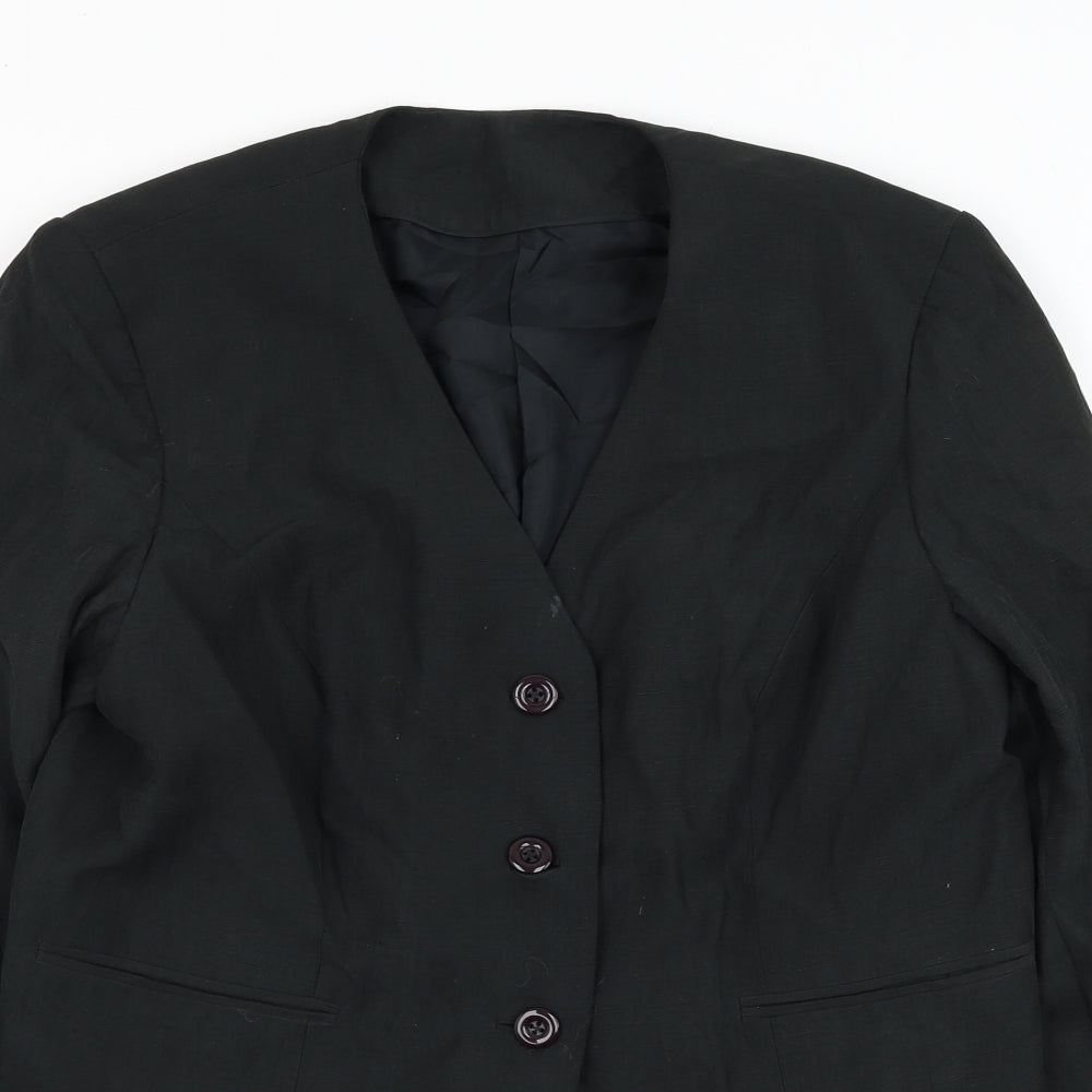 Preworn Womens Black Jacket Blazer Size M Button