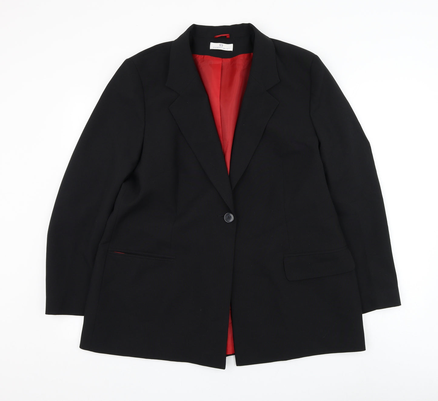 Essentials Womens Black Jacket Blazer Size 18 Button