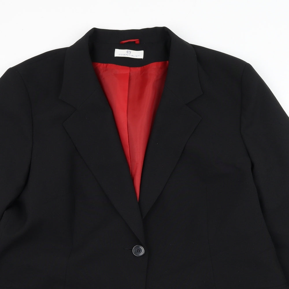 Essentials Womens Black Jacket Blazer Size 18 Button