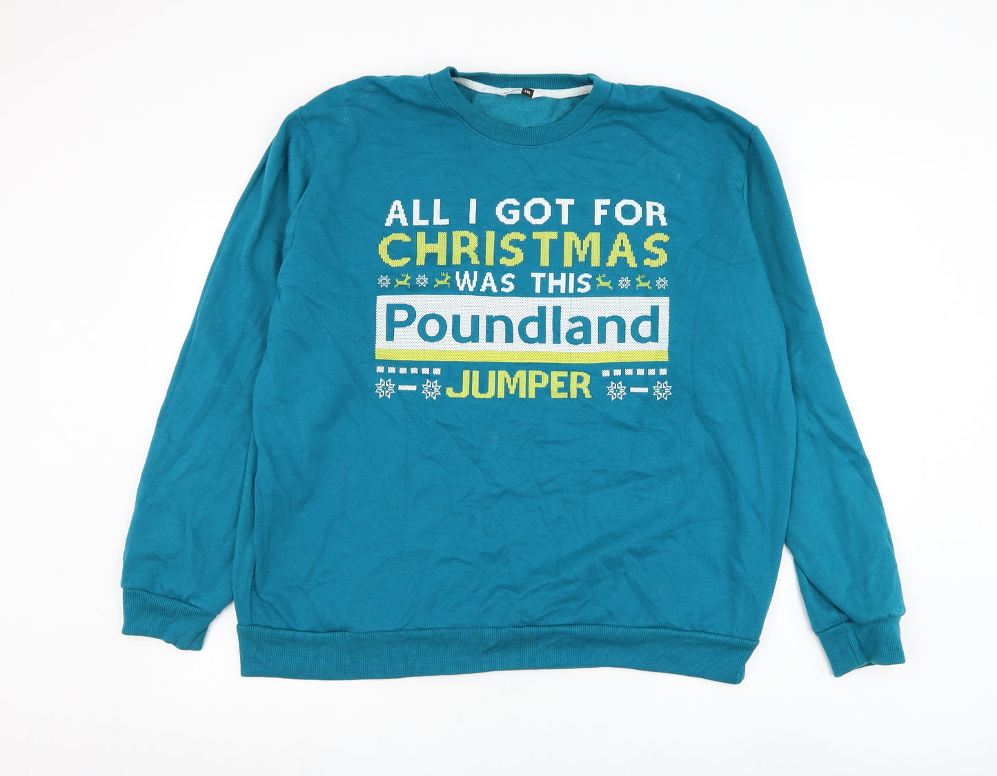 PEP&CO Mens Blue Cotton Pullover Sweatshirt Size 2XL - Christmas Poundland Slogan