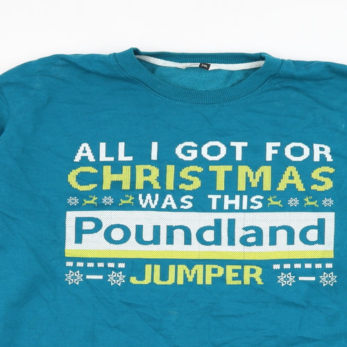 PEP&CO Mens Blue Cotton Pullover Sweatshirt Size 2XL - Christmas Poundland Slogan
