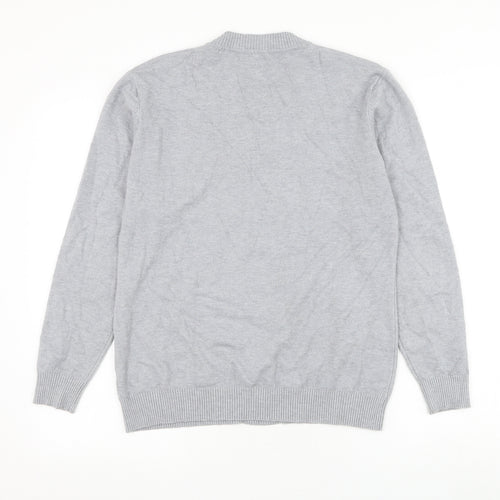 Preworn Womens Grey Round Neck Viscose Cardigan Jumper Size M