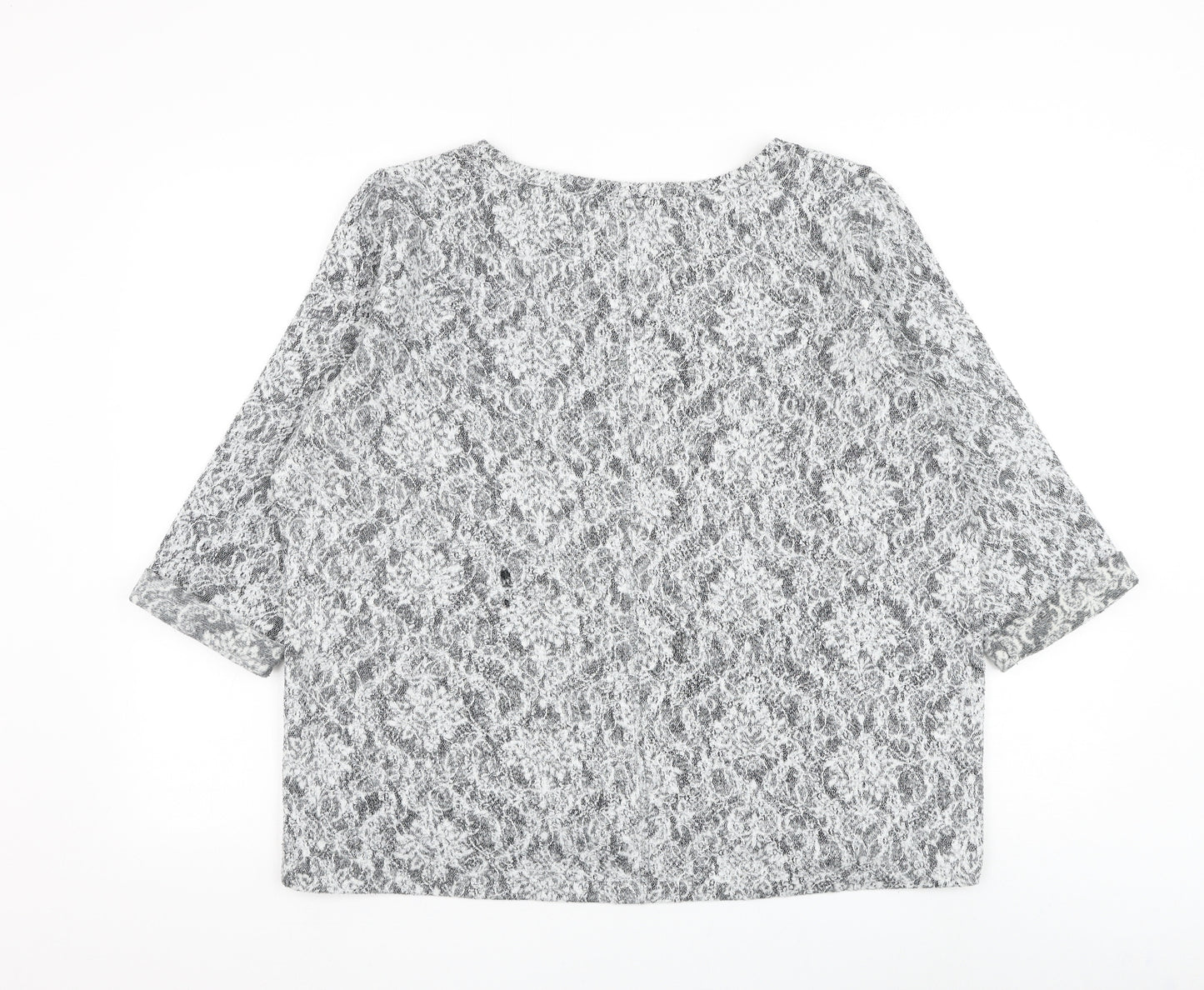 Marks and Spencer Womens Grey Boat Neck Geometric Polyester Pullover Jumper Size 18