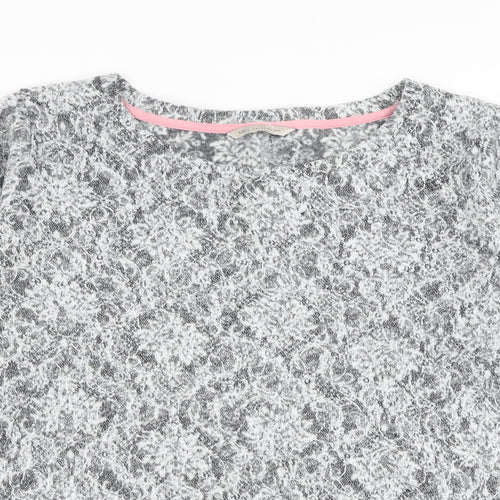 Marks and Spencer Womens Grey Boat Neck Geometric Polyester Pullover Jumper Size 18
