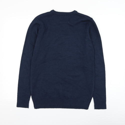 Cedar Wood State Mens Blue Round Neck Acrylic Pullover Jumper Size XS - Santa Claus Christmas