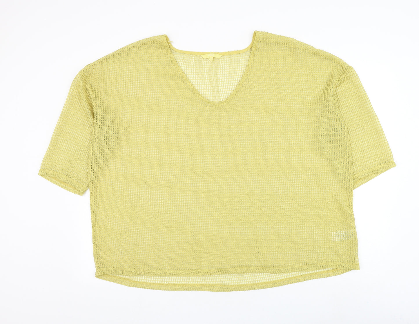 NEXT Womens Yellow V-Neck Polyester Pullover Jumper Size 20