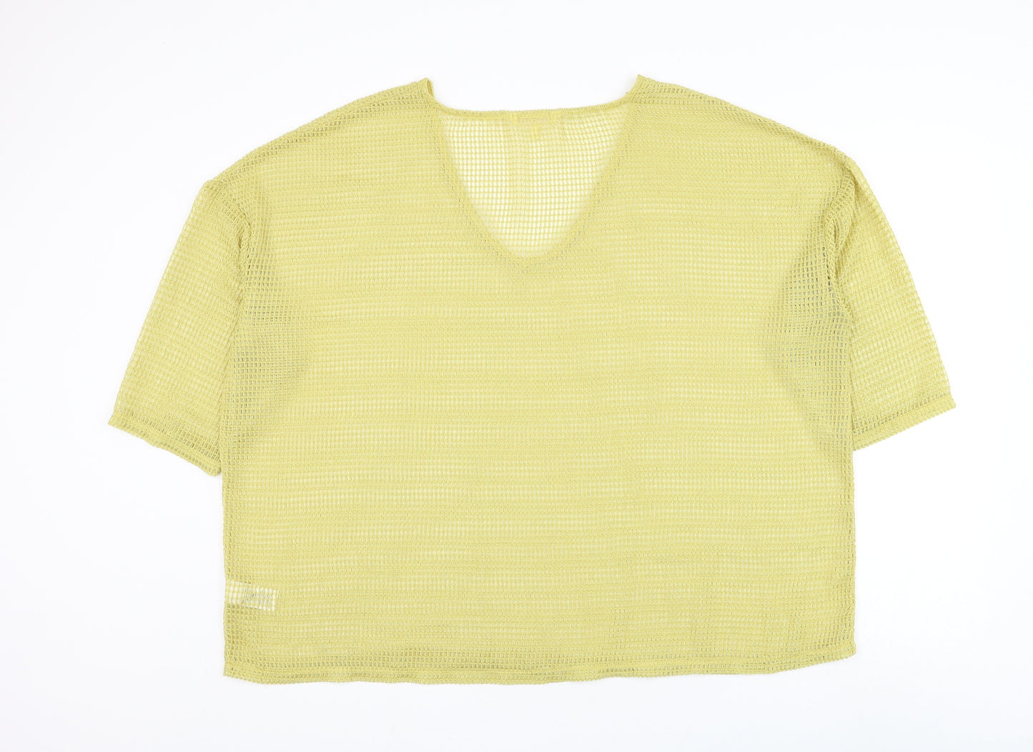 NEXT Womens Yellow V-Neck Polyester Pullover Jumper Size 20