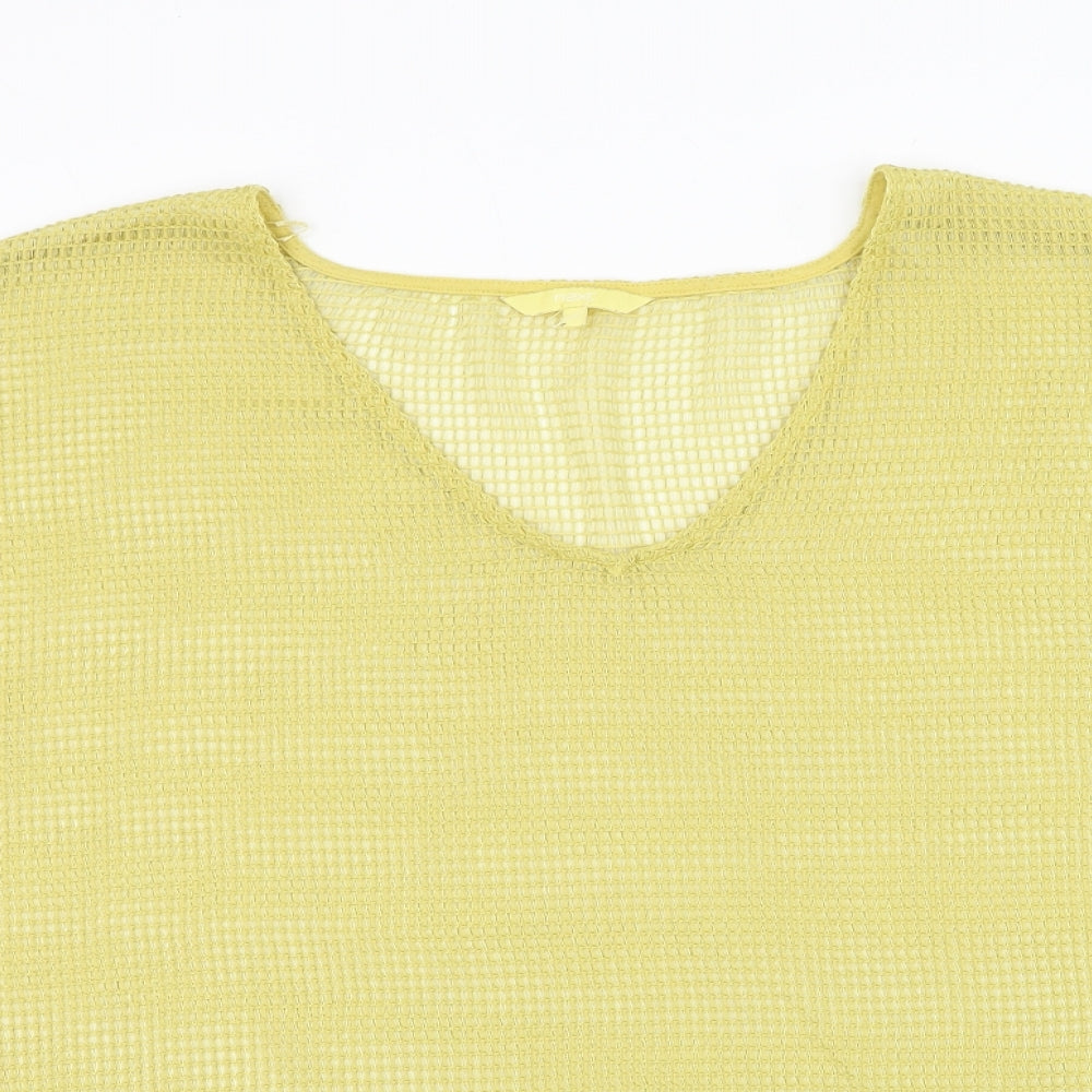 NEXT Womens Yellow V-Neck Polyester Pullover Jumper Size 20