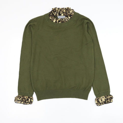 Laetita Mem Womens Green Round Neck Viscose Pullover Jumper Size S