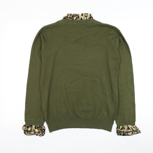 Laetita Mem Womens Green Round Neck Viscose Pullover Jumper Size S