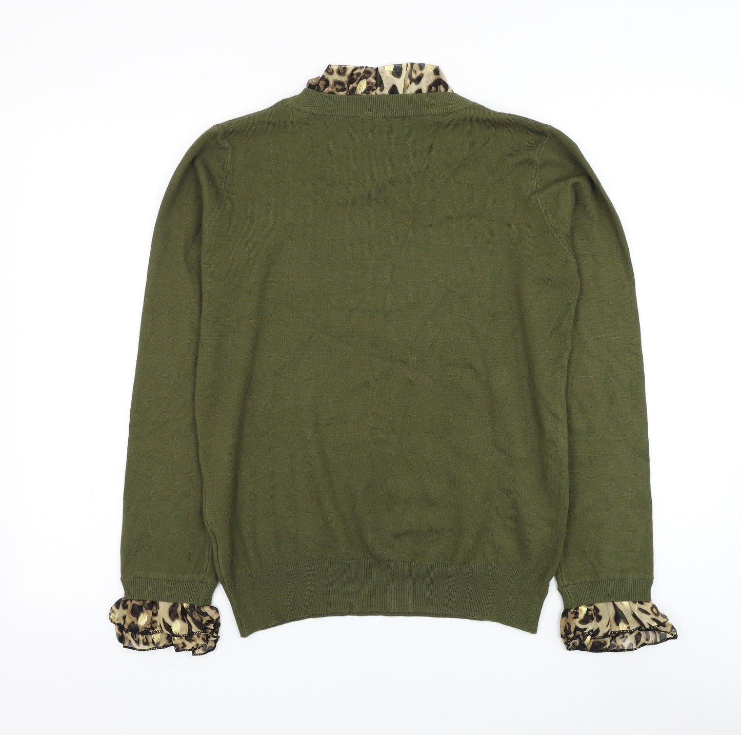 Laetita Mem Womens Green Round Neck Viscose Pullover Jumper Size S