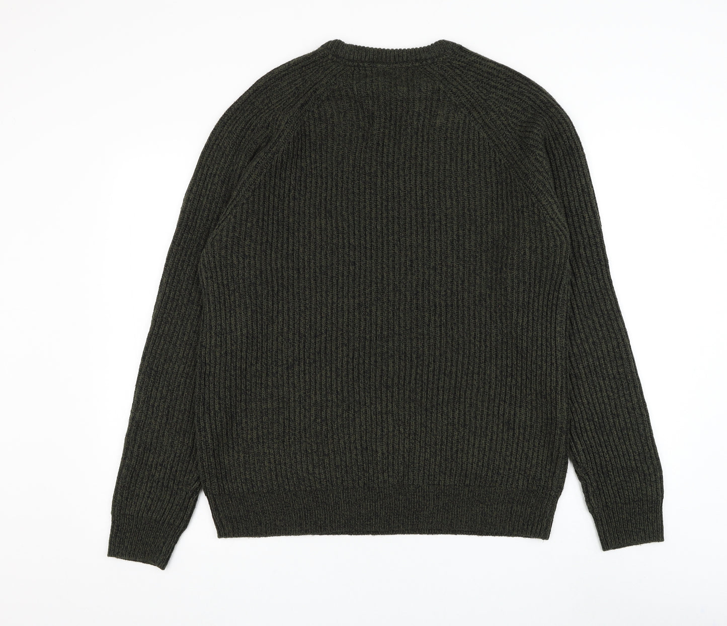 TU Mens Green Round Neck Acrylic Pullover Jumper Size L