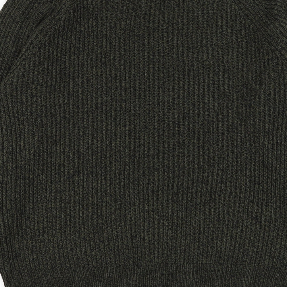 TU Mens Green Round Neck Acrylic Pullover Jumper Size L