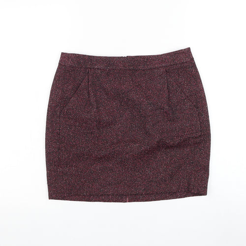 Great Plains Womens Purple Cotton Mini Skirt Size 8 Zip