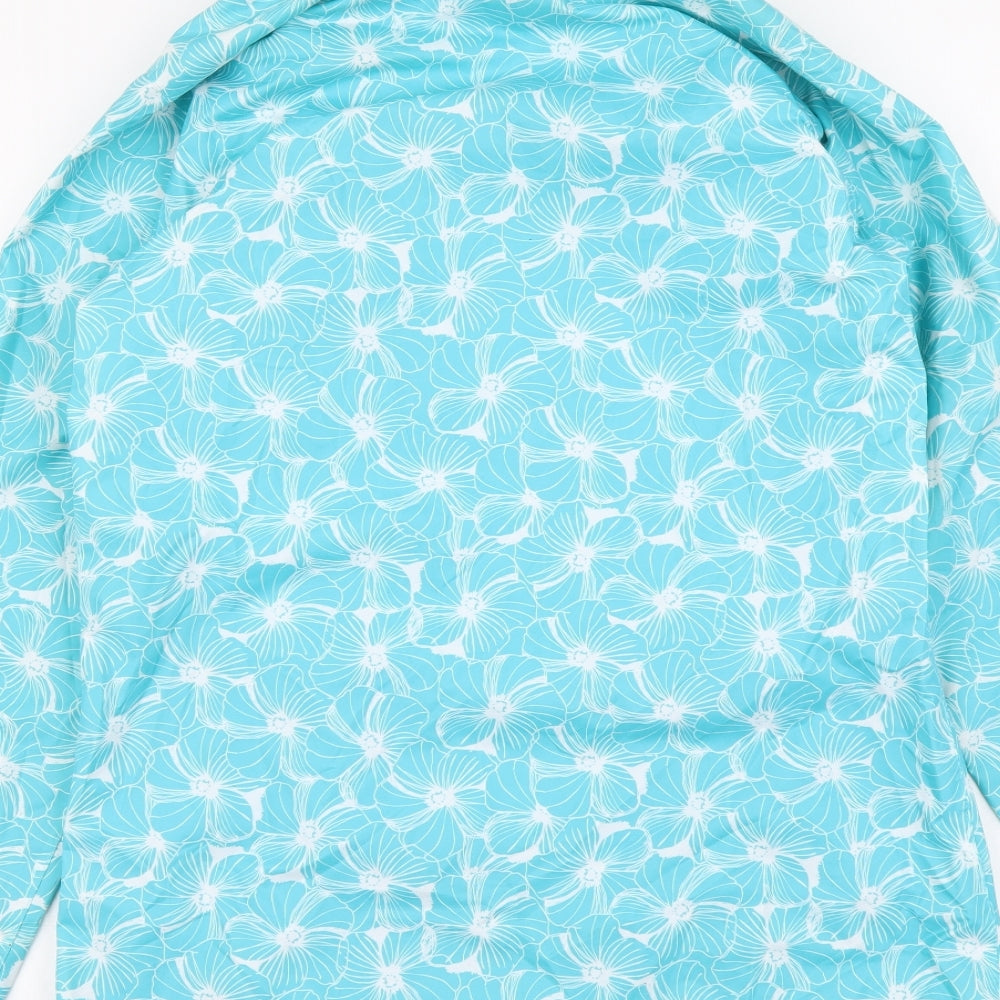 Regatta Womens Blue Floral Rain Coat Coat Size 10 Zip