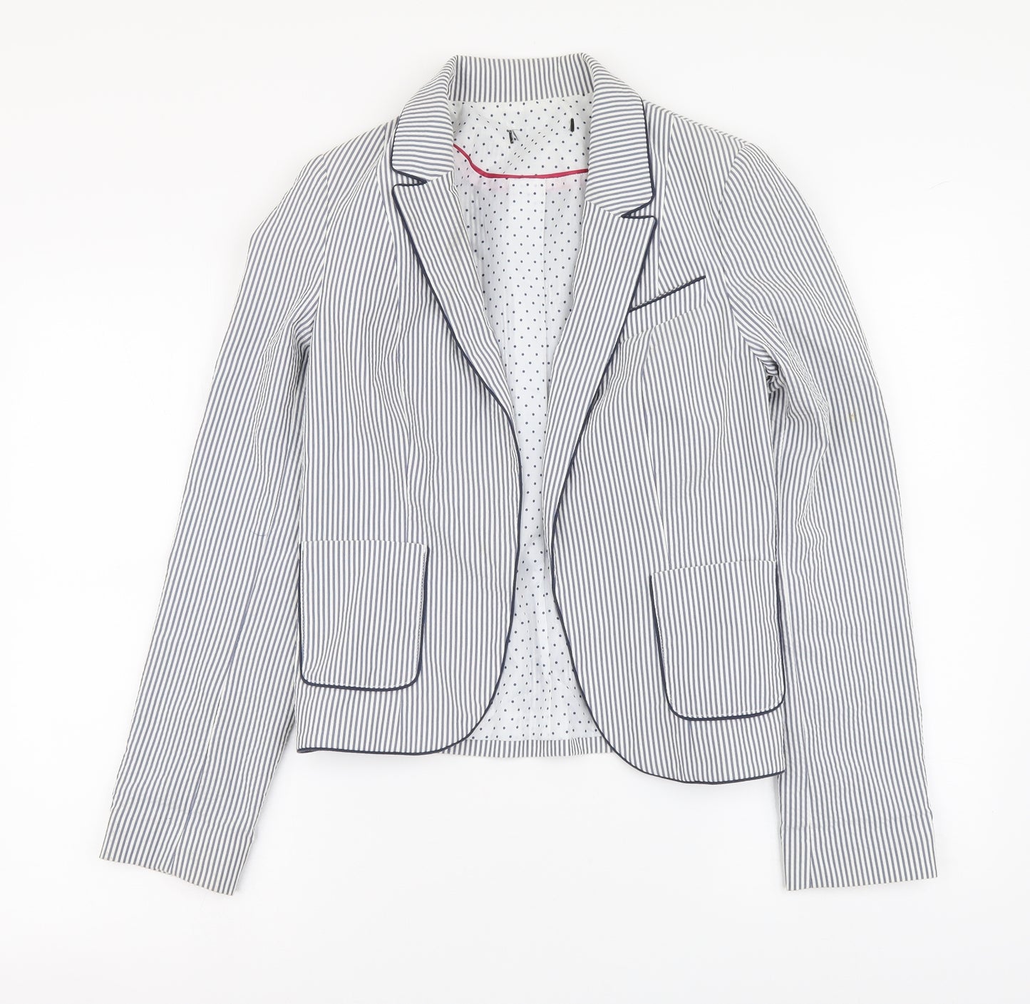 Atmosphere Womens Blue Striped Polyester Jacket Blazer Size 8