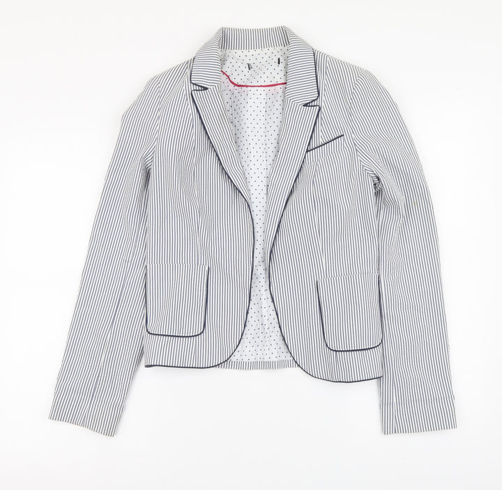Atmosphere Womens Blue Striped Polyester Jacket Blazer Size 8