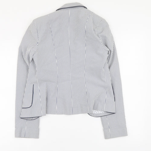 Atmosphere Womens Blue Striped Polyester Jacket Blazer Size 8