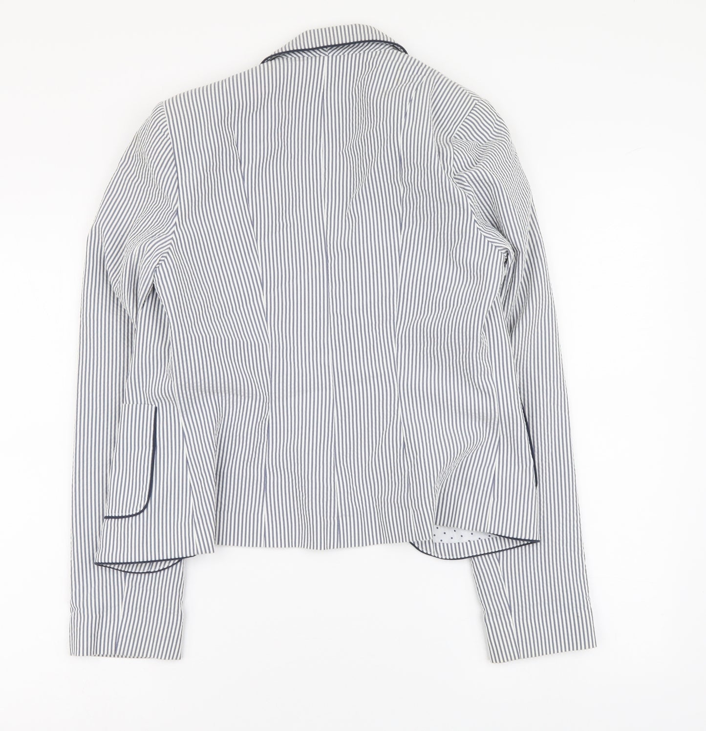 Atmosphere Womens Blue Striped Polyester Jacket Blazer Size 8